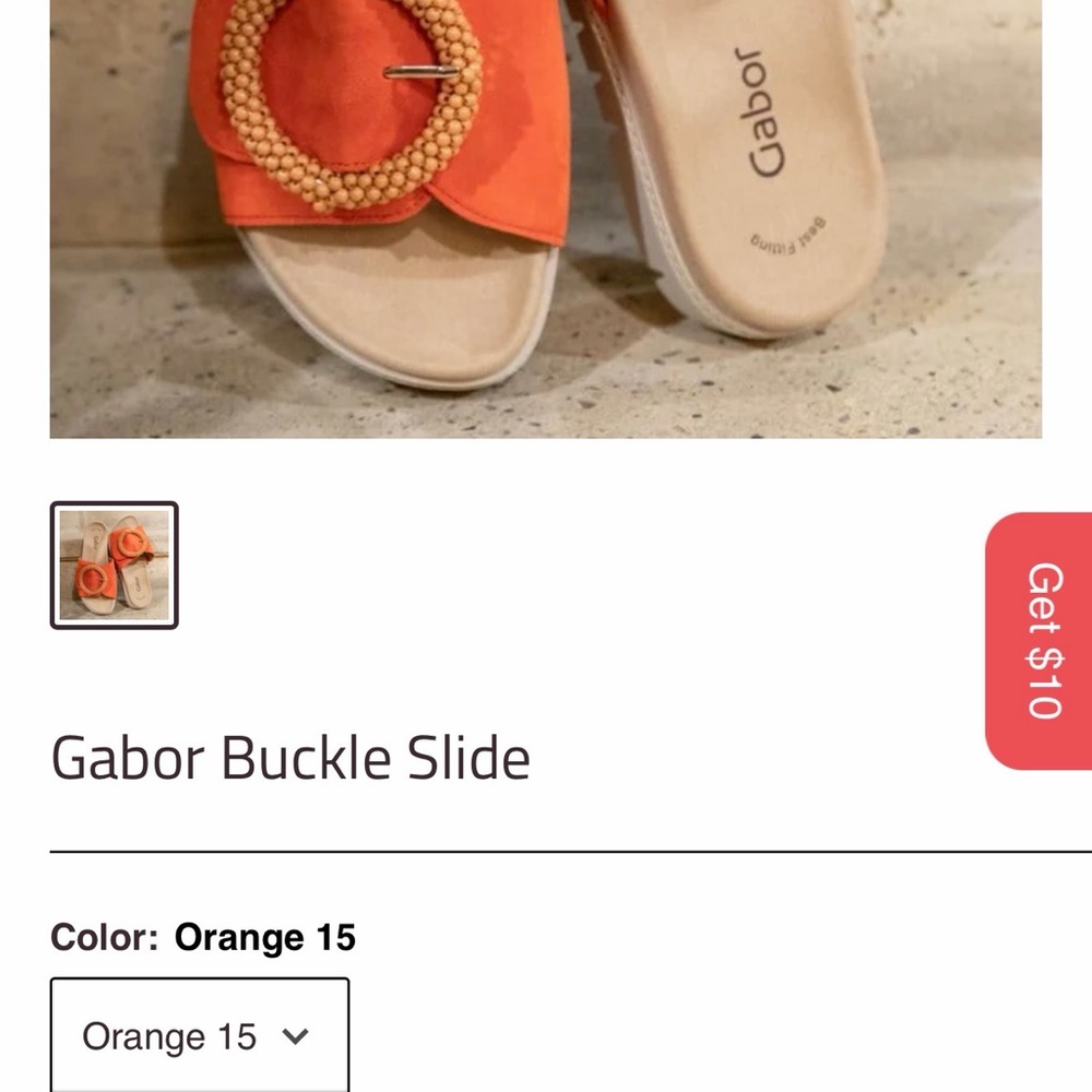 Gabor Women's Orange Slide Sandals with Beaded Accent - Picture 3 of 3
